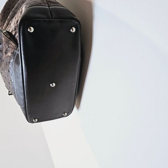 Longchamp Legende Hobo Brown Ostrich Embossed Bag Top Handle Carry Handbag - Picture 3 of 16